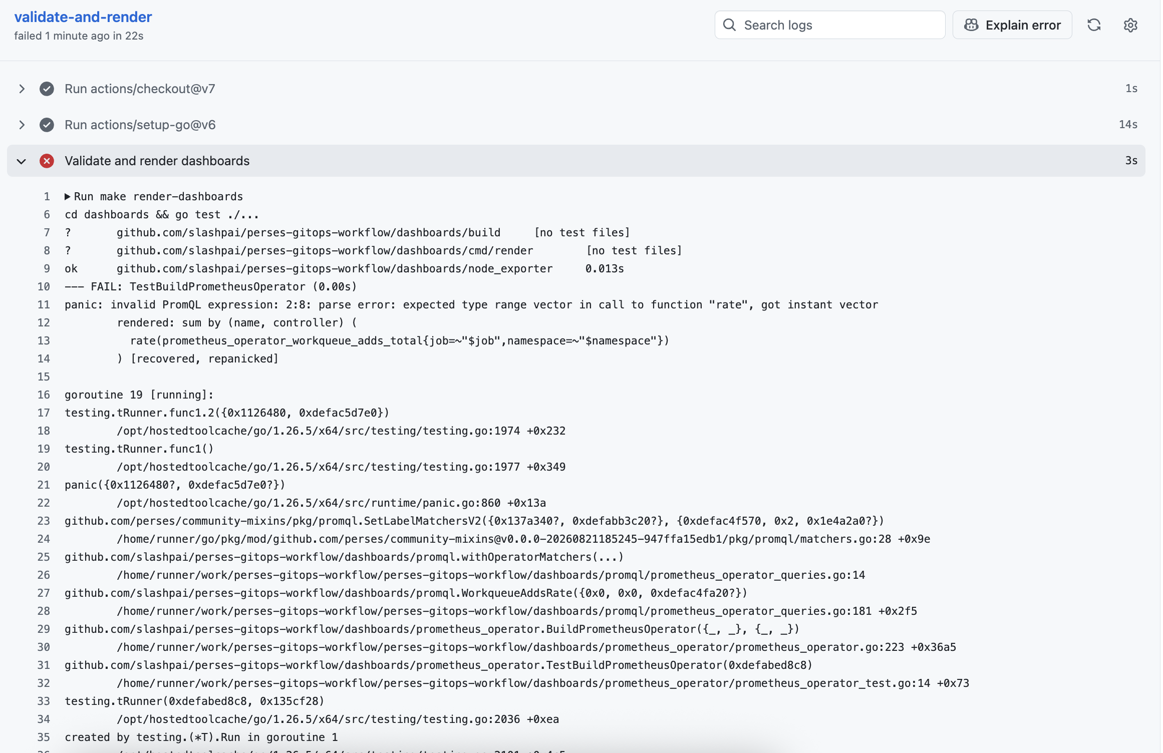 CI validation error from promql-builder